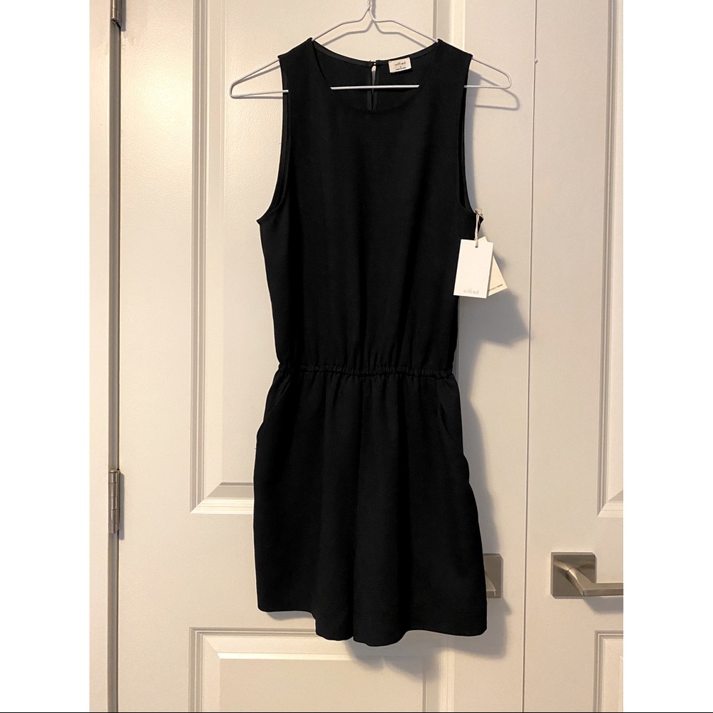 Aritzia Wilfred Black RIVE Short Romper with Cinched Waist